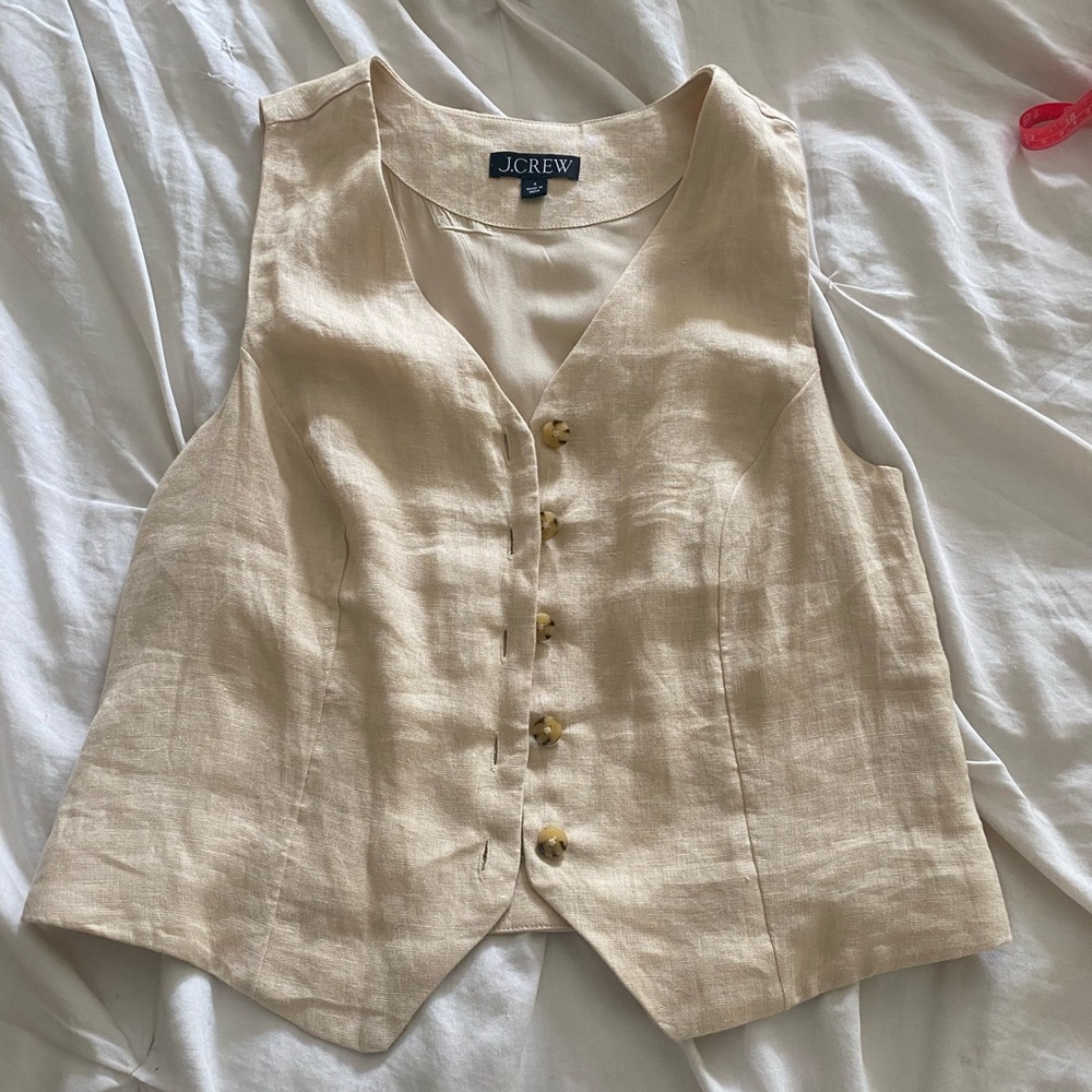 J. Crew Women's Linen Button-Down Vest